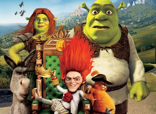 Shrek führt mit Fiona und seinen drei Kindern ein glückliches Familienleben. Bild: Sender