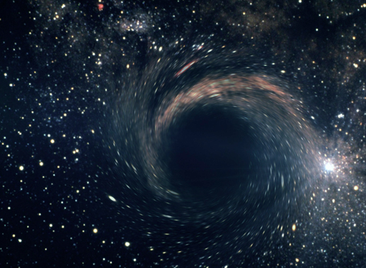Grafische Darstellung eines Schwarzen Lochs – ein mysteriöses astronomisches Objekt mit extrem starker Gravitation. Bild: Sender / BBC / Darkside Animation