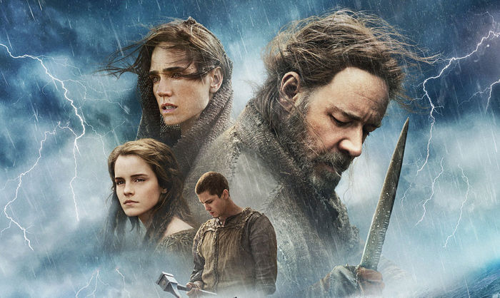 Emma Watson (Ila), Jennifer Connelly (Naameh), Logan Lerman (Ham), Russell Crowe (Noah), Ray Winstone (Tubal-Kain). Bild: Sender