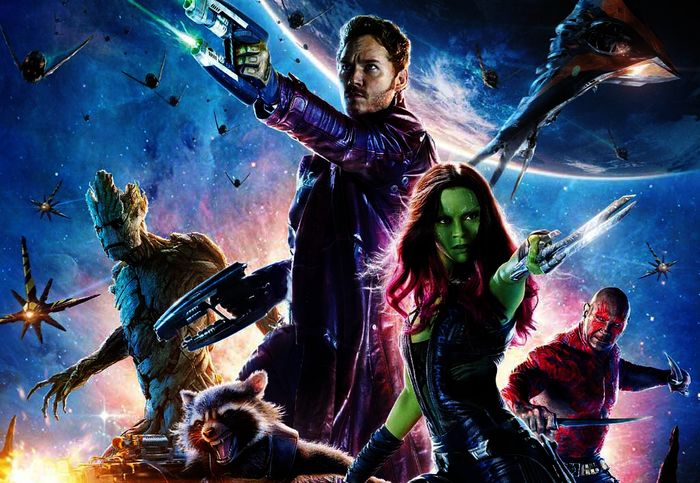 Die Beschützer der Galaxis: Groot (Vin Diesel), Rocket (Bradley Cooper), Peter Quill (Chris Pratt), Gamora (Zoe Saldana), Drax (Dave Bautista). Bild: Sender