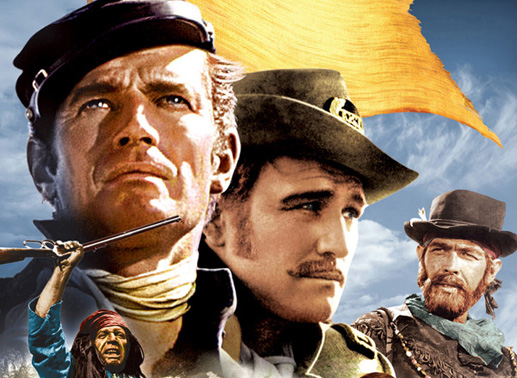 Auf der Jagd nach Apachenhäuptling Sierra Charriba bekommt es Major Dundee (Charlton Heston, oben li.) mit alten Freunden (Richard Harris, oben Mi., James Coburn, oben re.) zu tun. Bild: Sender