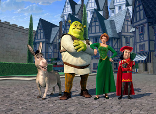 Lord Farquaad hat sie in den stinkigen Morast verbannt. Nur, wenn Shrek für den Tyrannen die bezaubernde Prinzessin Fiona aus den Fängen eines Drachen befreit, soll wieder Ruhe einkehren. Gemeinsam mit dem quasselnden Esel macht sich Shrek auf den Weg. Bild: Sender