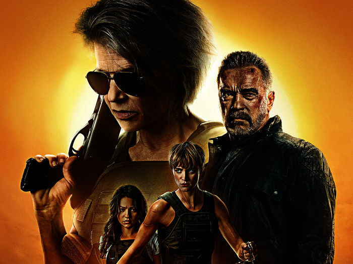 Terminator: Dark Fate: Linda Hamilton (Sarah Connor), Natalia Reyes (Daniella 'Dani' Ramos), Mackenzie Davis (Grace), Arnold Schwarzenegger (Terminator T-800 'Model 101'). Bild: Sender / ORF / Pro7 /  2019 Skydance Productions/Paramount Pictures