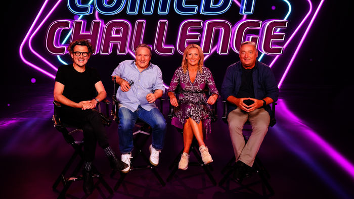 Die Comedy Challenge - Das kann ja heiter werden: Manuel Rubey, Robert Palfrader, Angelika Niedetzky, Andreas Vitasek. Bild: Sender / ORF / Roman Zach-Kiesling