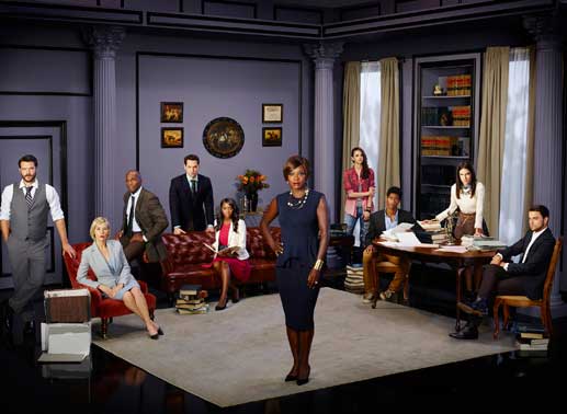 Frank Delfino (Charlie Weber), Bonnie Winterbottom (Liza Weil), Nate Lahey (Billy Brown), Asher Millstone (Matt McGorry), Michaela Pratt (Aja Naomi King), Annalise Keating (Viola Davis), Rebecca Sutter (Katie Findlay), Wes Gibbins (Alfred Enoch), Laurel Castillo (Karla Souza) und Connor Walsh (Jack Falahee). Bild: Sender / ABC Studios