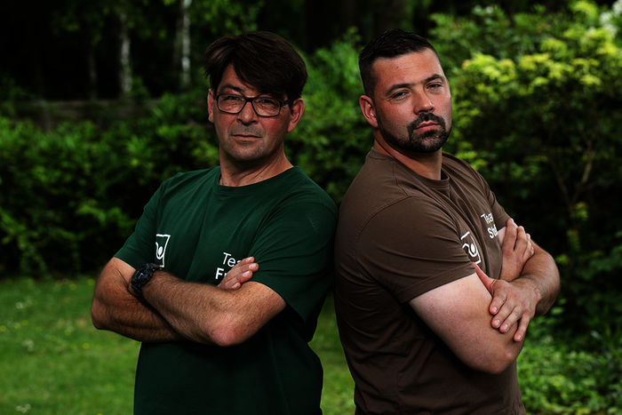 Die Gartenprofis Frank Riese (l.) und Stefan Schatz (r.). Bild: Sender
