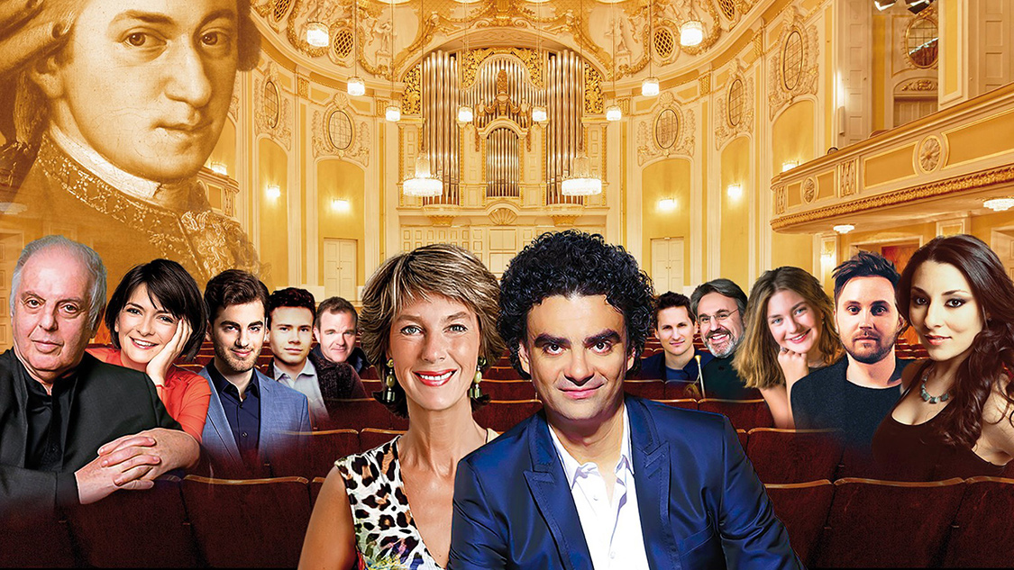 Daniel Barenboim, Marianne Crebassa, Emmanuel Tjeknavorian, Julius Zeman, Cornelius Obonya, Barbara Rett, Rolando Villazón, Daniel Ottensamer, Radovan Vlatković, Marie Sophie Hauzel, Rafael Fingerlos, Andrea Carroll. Bild: Sender / ORF / fidelio