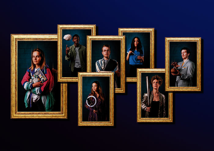 Start the fck up: Jana (Olga von Luckwald), Kenny (Kelvin Kilonzo), Melina (Lena Meckel), Jens (László Branko Breiding), Nura (Mona Pirzad), Sophie (Karen Dahmen), Joachim (Dominik Weber). Bild: Sender / ZDF und Joseph Strauch.