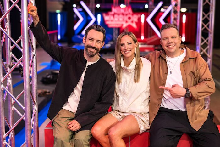 Ninja Warrior Germany: Jan Koppen, Anna Fleischhauer, Wolff Fuss. Bild: Sender/RTL