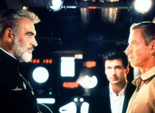 Des R&auml;tsels L&ouml;sung: Sean Connery als Kapit&auml;n Marko Ramius, Alec Baldwin als Jack Ryan, Scott Glenn als Kapit&auml;n Bart Mancuso. Bild: Sender