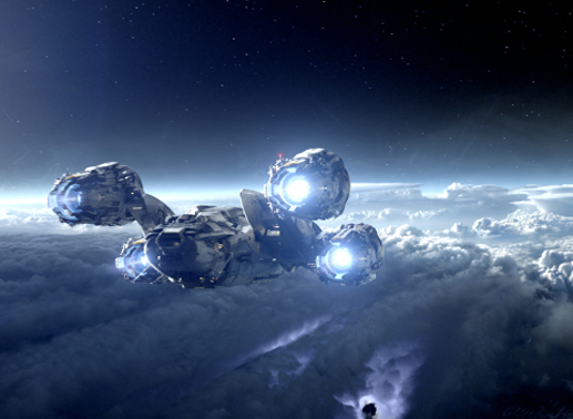 Raumfähre in den unendlichen Weiten. Szene aus Prometheus. Bild: Fox