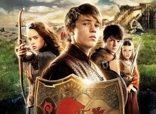 Anna Popplewell (Susan Pevensie), William Moseley (Pete Pevensie), Skandar Keynes (Edmund Pevensie), Georgie Henley (Lucy Pevensie). Bild: Sender