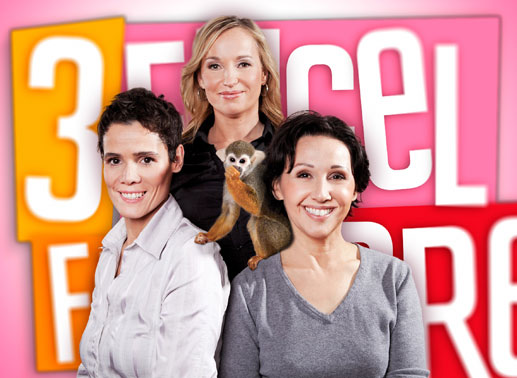 Die 3 Engel für Tiere (v.l.): Nicolle Möller, Birga Dexel und Ann Castro. In der Mitte: Charly. Bild: Sender