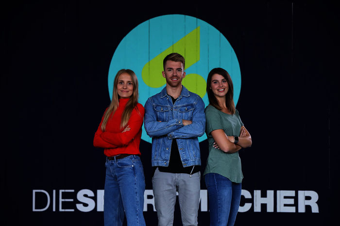 Susanne Schlüter, Stefan Bodemer und Laura Knöll sind „Die Sportmacher“. Bild: Sender / ZDF/Frank W.Hempel