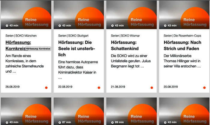 Hörfilme in der ZDF-Mediathek. Bild: Sccreenshot ZDF 