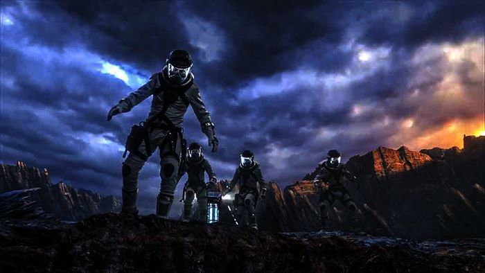 Jamie Bell (Ben Grimm / The Thing), Michael B. Jordan (Johnny Storm / The Human Torch), Toby Kebbell (Victor Von Doom / Dr. Doom), Miles Teller (Reed Richards / Mr. Fantastic). Bild: Sender / ORF / Pro7 / 2015 Constantin Film