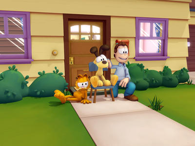 Garfield mit Freunden vor dem Haus. Fotocredit:ORF/OD Media