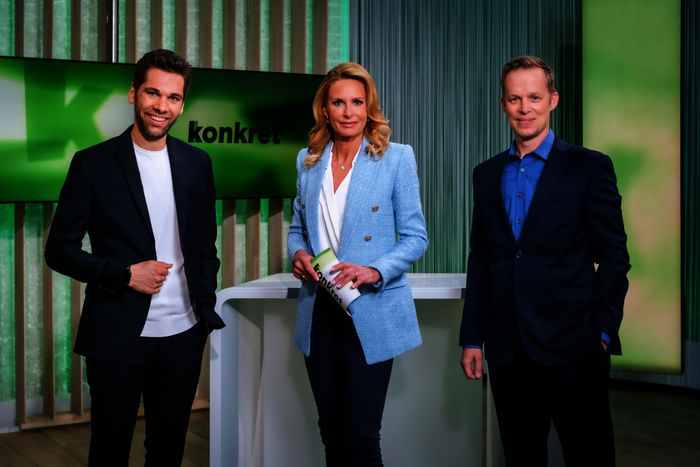 konkret: Die Moderatoren Philipp Maschl, Onka Takats, Marvin Wolf. Bild: Sender / ORF / Hans Leitner