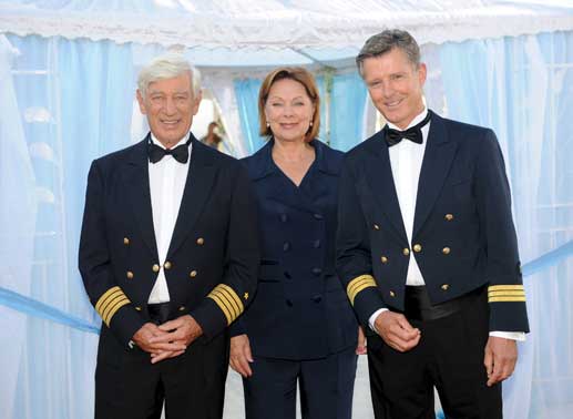 Die Crew an Bord der MS Deutschland: Siegfried Rauch, Heide Keller und Nick Wilder. Bild: Sender