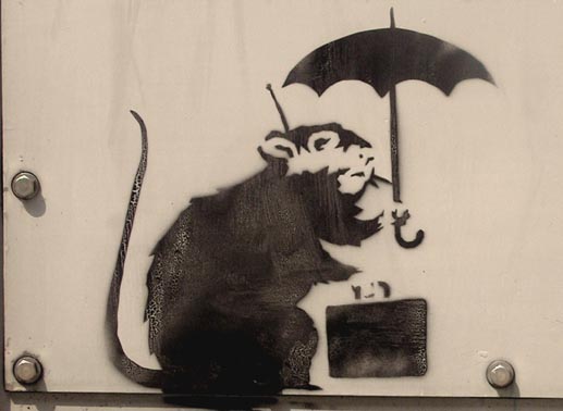 Banksys Werk: Die Ratte (Schablonentechnik). Bild: Sender