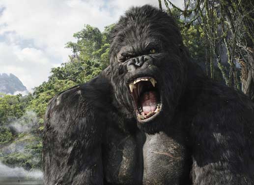 Um der vielfach erzählten Legende des Riesenaffen Kong auf den Grund zu gehen, macht sich eine Filmcrew auf den Weg zu der geheimnisvollen Insel Skull Island. Im unberührten Dschungel begegnen ihnen prähistorische Riesenwesen und schließlich deren Erzfeind: King Kong. Bild: Sender / Universal Pictures
