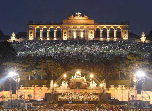 Schloss Schönbrunn ist Kulisse für das Sommernachtskonzert. Bild: Sender