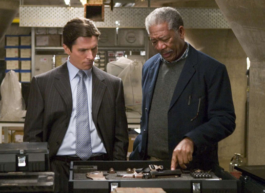 Morgan Freeman und Christian Bale in Christopher Nolans gelobten Batman-Verfilmung. Bild: Sender