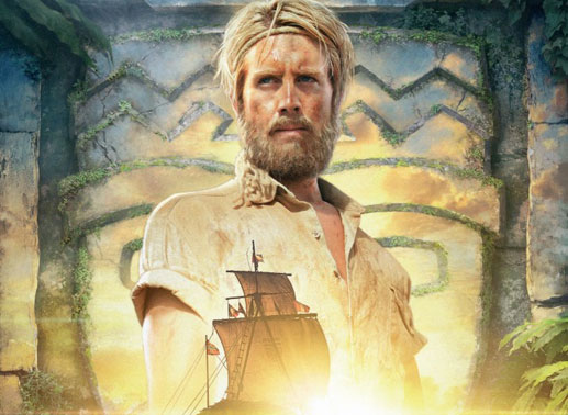 Pål Sverre Valheim Hagen ist Thor Heyerdahl. Ausschnitt aus dem Filmplakat. Bild: Sender