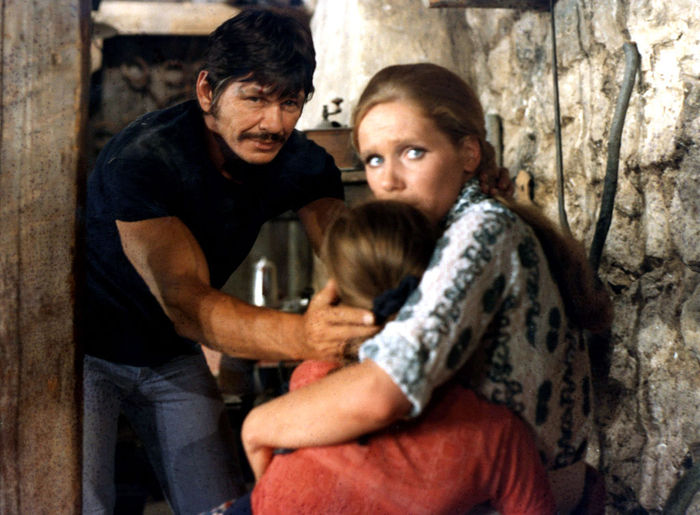 Joe Martin (Charles Bronson) befreit seine Frau Fabienne (Liv Ullmann) und seine Tochter Michèlle (Yannick Delulle) aus den Fängen brutaler Gangster. Bild: Sender