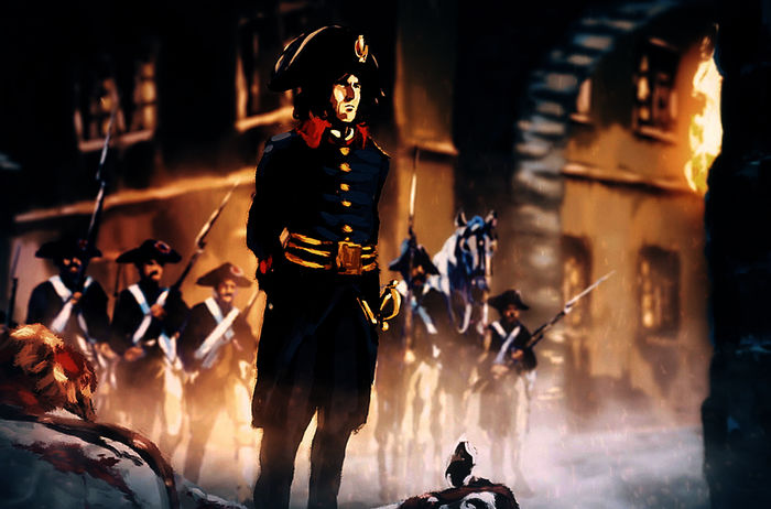 Auf der Pontonbrücke von Arcole bei Ronco all’ Adige überlebte der General Napoleon am 15. November 1796 -angeblich die Trikolore schwenkend - die Geschosse des österreichischen Feindes und galt fortan als der Unbesiegbare, den keine Kugel trifft. Bild: Sender / Tournez S'Il Vous Plaît Production