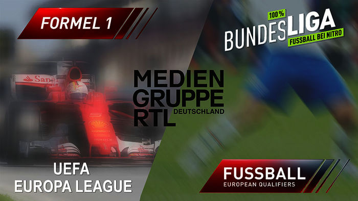 2018 bei der Mediengruppe RTL Deutschland: Formel 1, 100 % Bundesliga, Fussball European Qualifiers und die UEFA Europa League. Bild: Sender / MG RTL D