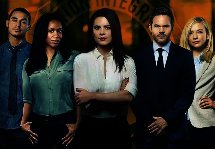Franklin 'Frankie' Cruz (Manny Montana), Maxine Bohen (Merrin Dungey), Hayes Morrison (Hayley Atwell), Sam Spencer (Shawn Ashmore) und Tess Larson (Emily Kinney). Bild: Sender / MG RTL D