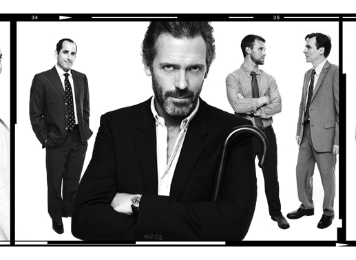 Peter Jacobson (Dr. Chris Taub), Hugh Laurie (Dr. Gregory House), Jesse Spencer (Dr. Robert Chase), Robert Sean Leonard (Dr. James Wilson). Bild: Sender