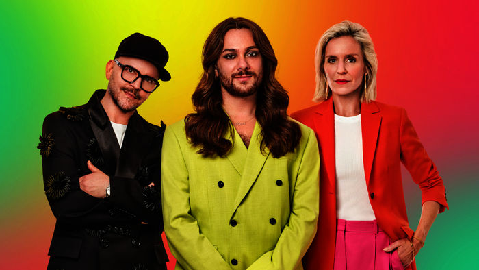 Glow up - Deutschlands nächster Make-up-Star: Armin Morbach, Riccardo Simonetti, Loni Baur. Bild: Sender / ZDF / [F] Juliette Mainx EYECANDY / [M] Serviceplan