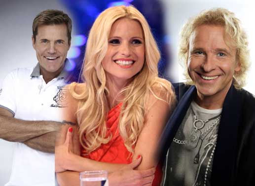 Die Jury 2012: Eine Frau zwischen zwei Männern! Michelle Hunziker gemeinsam Dieter Bohlen und Thomas Gottschalk. Bild: RTL