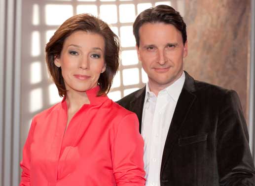 Clarissa Stadler und Martin Traxl präsentieren den Kulturmontag. Bild: Sender / Milenko Badzic