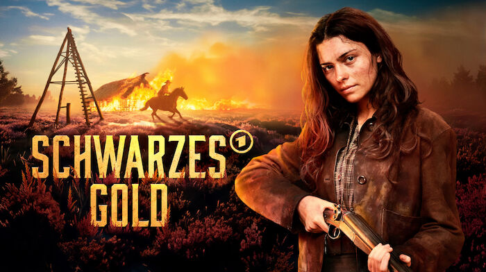 Schwarzes Gold: Das Cover zur sechsteiligen historischen Serie "Schwarzes Gold". Bild: Sender / NDR / Viktoria Grunjajew / Boris Laewen / Hintergrund KI-generiert