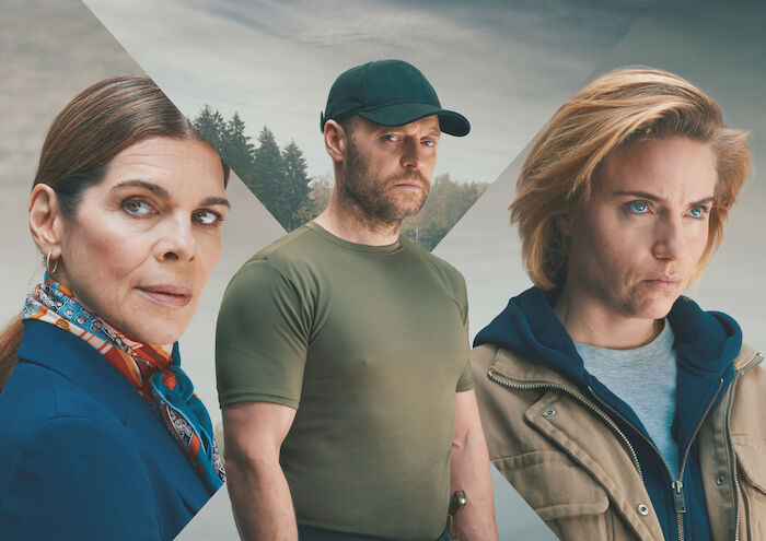Oxen: Frigg Mossman (Ellen Hillingsø), Niels Oxen (Jacob Lohmann), Margrethe Franck (Josephine Park). Bild: Sender / ZDF und TV 2 Denmark, [M] Feedmee. 