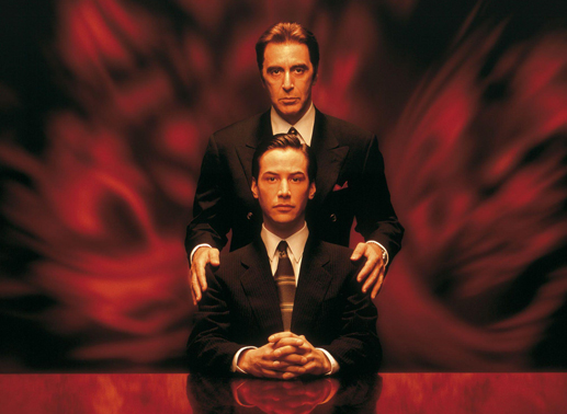 Rot wie in der H&ouml;lle: Kevin Lomax (Keanu Reeves, vorne), John Milton (Al Pacino). Bild: Sender / Warner Bros./PK